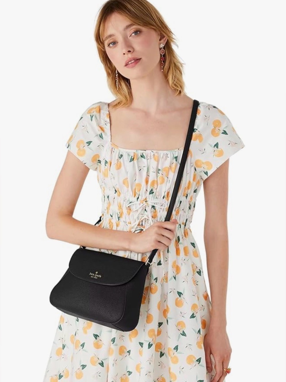 Kate Spade New York Monica Flap Crossbody Black Pebbled Leather Crossbody Bag. - Picture 7 of 7